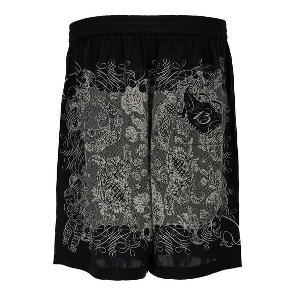 Acne Studios White & Black All-Over Graphic Print Sport Shorts In Viscose Man - Picture 2 of 3